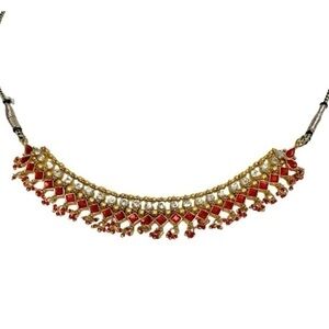 Necklace with faux diamonds and rubies